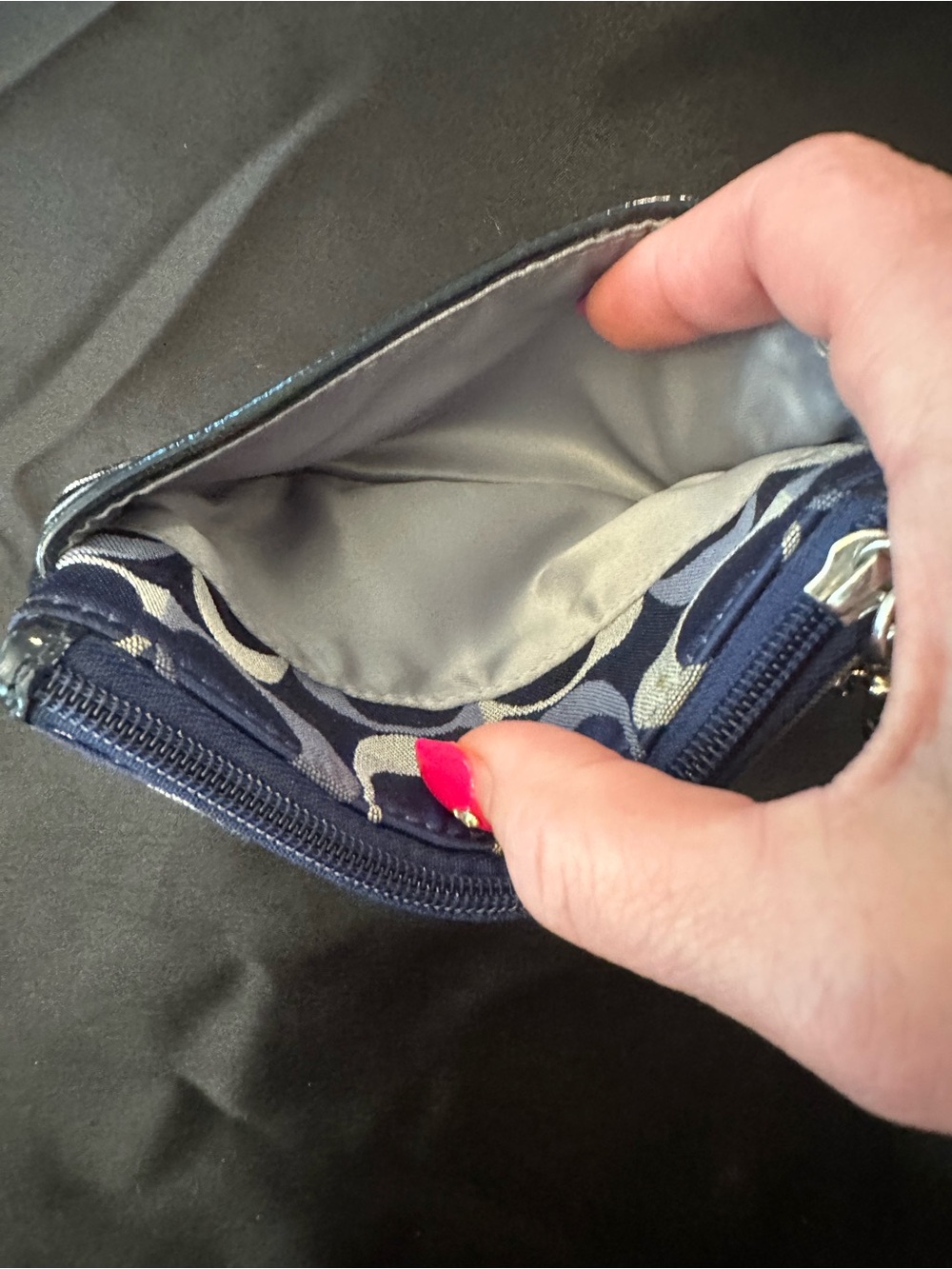 Coach Navy and Silver Signature Charm Wristlet - Picture 5 of 8